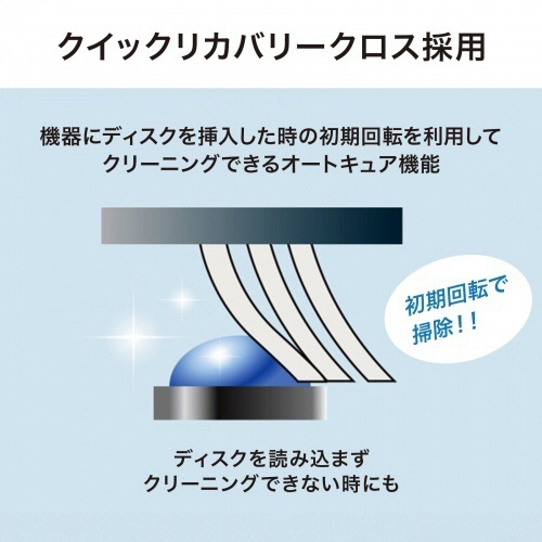 マルチレンズクリーナー　湿式　オートキュア機能　1個 パッケージの前面がしっかりと見える状態で、製品の特徴が記載されている。