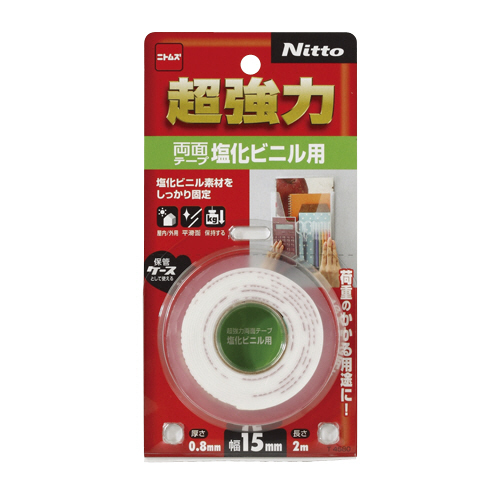 超強力両面ﾃｰﾌﾟ 塩化ﾋﾞﾆﾙ用 15mm×2m 1巻画像
