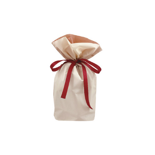 梨地ポリ巾着袋（底マチ付）　ベージュ　ＬＬ　２０枚画像