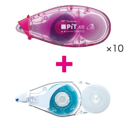 テープのりピットエアーミニ本体ピンク１０個＋詰替１画像