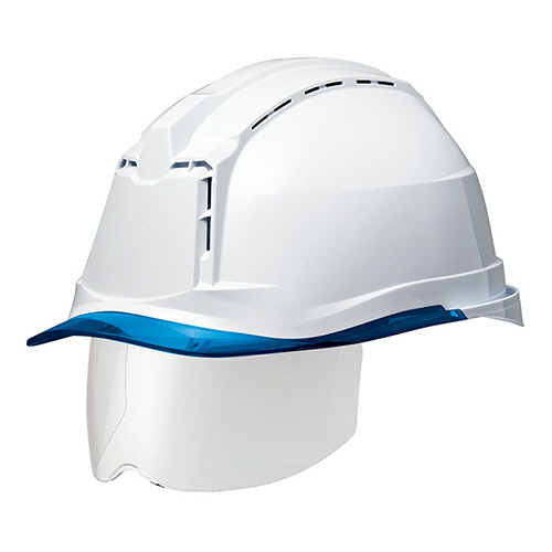 PC製ﾍﾙﾒｯﾄ(αﾗｲﾅｰ･ｸﾘｱﾊﾞｲｻﾞｰ･ｼｰﾙﾄﾞ面･通気孔) ﾎﾜｲﾄ/ﾌﾞﾙｰ 1個画像