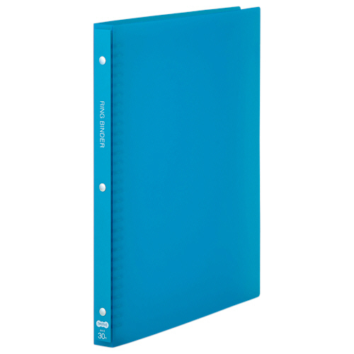 30穴ﾊﾞｲﾝﾀﾞｰ(透明PP表紙) A4ﾀﾃ 70枚収容 背幅24mm ﾌﾞﾙｰ 1ｾｯﾄ(10冊)画像