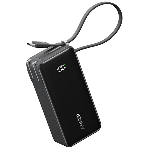 一体型ﾓﾊﾞｲﾙﾊﾞｯﾃﾘｰ ANKER Power Bank (10000mAh USB-Cｹｰﾌﾞﾙ) ﾌﾞﾗｯｸ 1個