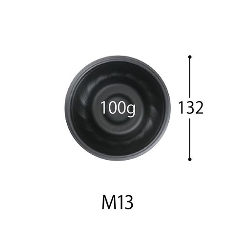どんぶり容器 SD 咲き丼 M13 BK 身 中央化学 円形の黒いどんぶり容器が正面から見える状態