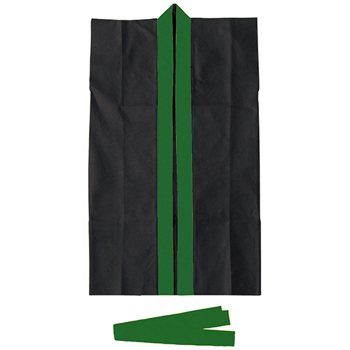 ｶﾗｰ不織布ﾛﾝｸﾞﾊｯﾋﾟ(ﾊﾁﾏｷ付) Jｻｲｽﾞ 黒(襟緑) 1着