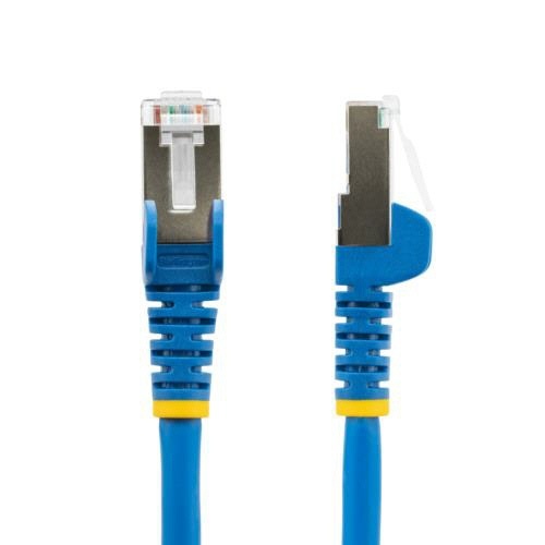 カテゴリ6A　LANケーブル　低煙ゼロハロゲン　ツメ折れ防止　1.5m　ブルー　1本 青色のLANケーブルがコイル状に巻かれた状態