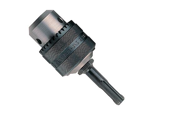 13mm チャック(ハンマードリル用・SDS) 金属製のチャックが光沢を持ち、ほぼ正面から見える状態