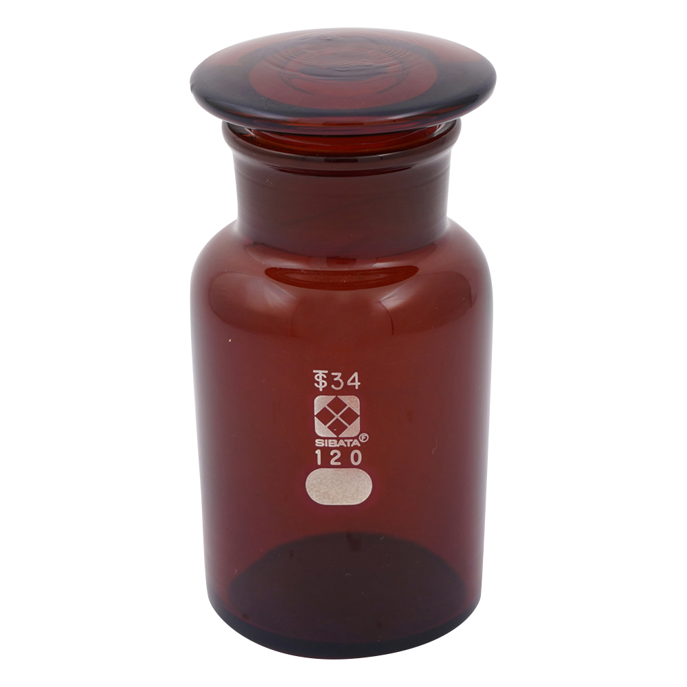 共通摺合わせ広口試薬瓶 茶褐色 120mL画像