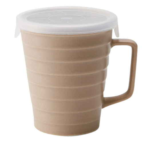 マグカップ フタ付き 230ml 陶器 日本製 ベージュ画像