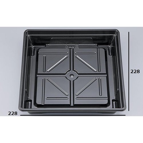 弁当容器 BFO-40 黒 本体(N) シーピー化成 角度を変えた状態で、蓋が外れた黒い容器が写っている。