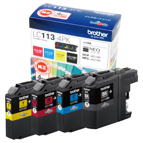 ｲﾝｸｶｰﾄﾘｯｼﾞ お徳用 4色 LC113-4PK 1箱(4個:各色1個)画像
