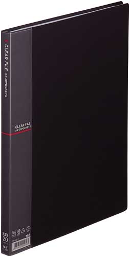 クリアファイルＡ４縦２０ポケット　ダークグレー画像