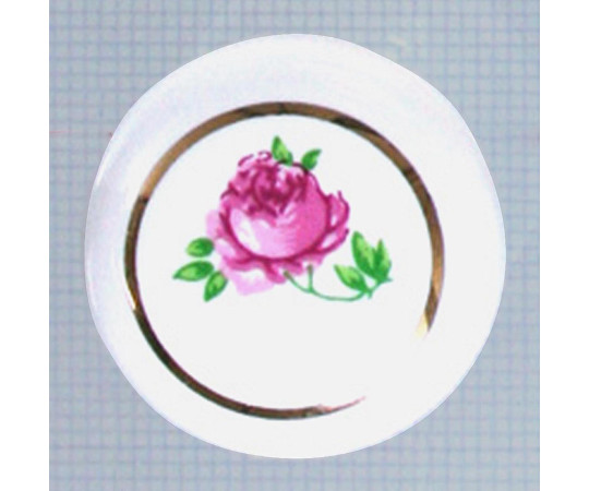 セラミックつまみ　25mm　白花95 白い花柄のつまみがディテールを強調した上からの図案