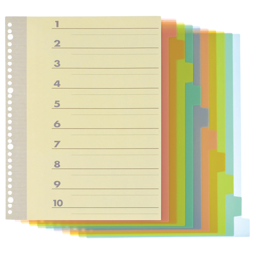 ｲﾝﾃﾞｯｸｽ(PP) A4ﾀﾃ 2･4･30穴 10山1組 1ｾｯﾄ(20ﾊﾟｯｸ)画像