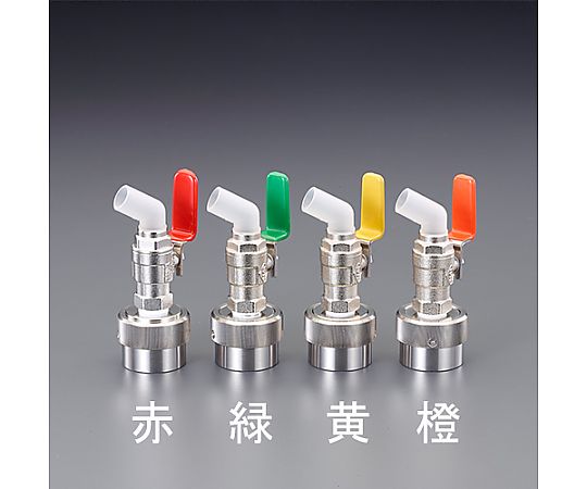 φ40mm ペール缶・一斗缶コック(ドラム缶兼用/緑) 緑色のコック部分が見える斜め上からのアングル
