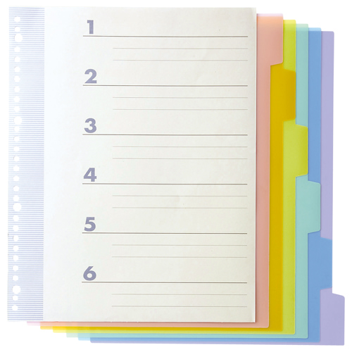 ｲﾝﾃﾞｯｸｽ(PP) A4ﾀﾃ 2･4･30穴 6山2組 1ﾊﾟｯｸ画像