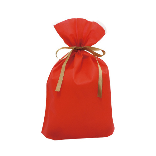 不織布巾着バッグ底マチ付レッド　ＬＬ　１０枚入画像