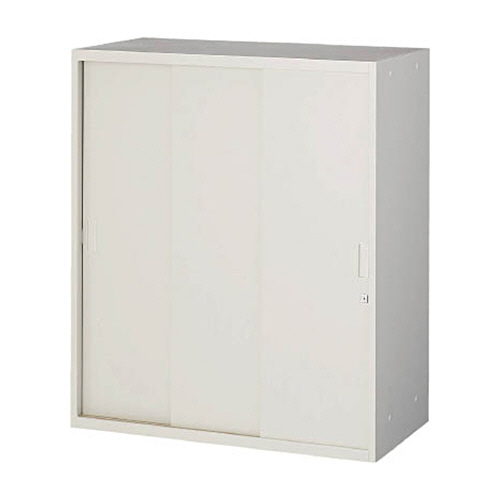 U型壁面書庫 ｽﾁｰﾙ引違い3枚戸 高さ1050 ﾎﾜｲﾄ 1台画像