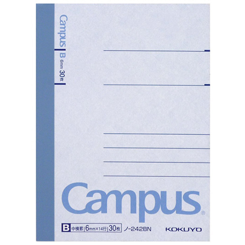ｷｬﾝﾊﾟｽﾉｰﾄ(中横罫) A7変形 B罫 30枚 1冊画像