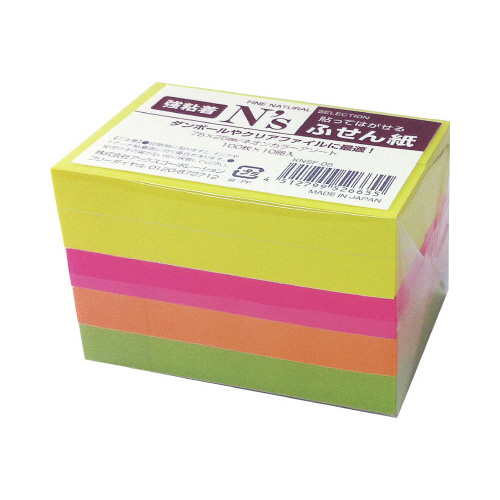 Ｎ’ｓ強粘着ふせん　７５×２５　ネオン　１０冊入画像