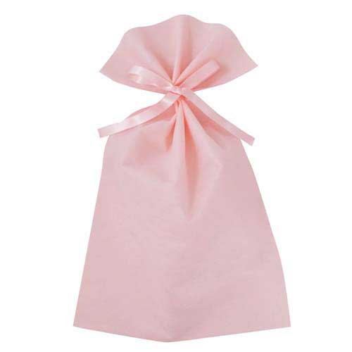 ソフトバッグベーシック2穴リボン巾着 S6 薄 ライトピンク画像