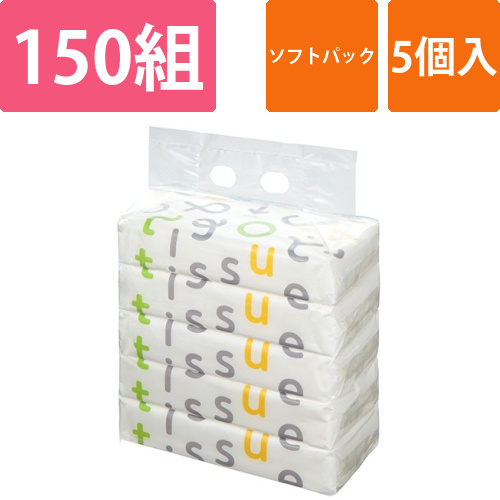 ソフトパックティッシュ　Funny　Line　150組/個　1パック(5個)
