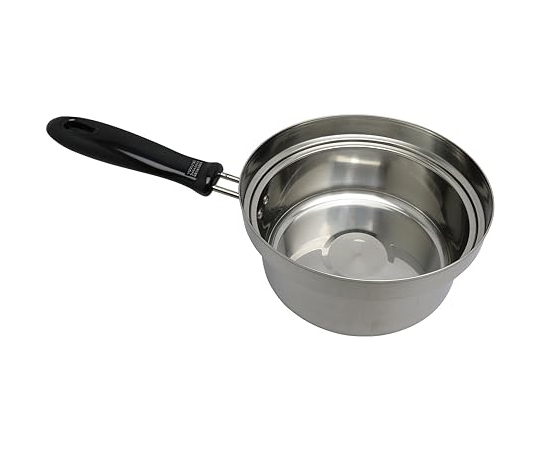 ヴェンセ IH対応ラーメン鍋 16cm 艶のある黒い表面で、持ち手部分が側面に付いている鍋の俯瞰図