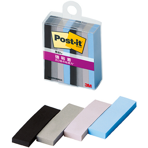 ﾎﾟｽﾄ･ｲｯﾄ 強粘着見出し ﾏﾙﾁｶﾗｰ9 50×15mm 4色 1ｾｯﾄ(80冊:8冊×10ﾊﾟｯｸ)画像