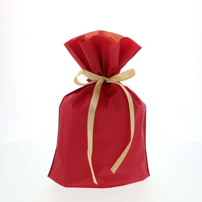 ＦＫ２４０３　梨地巾着袋　レッドＭ　２０枚入