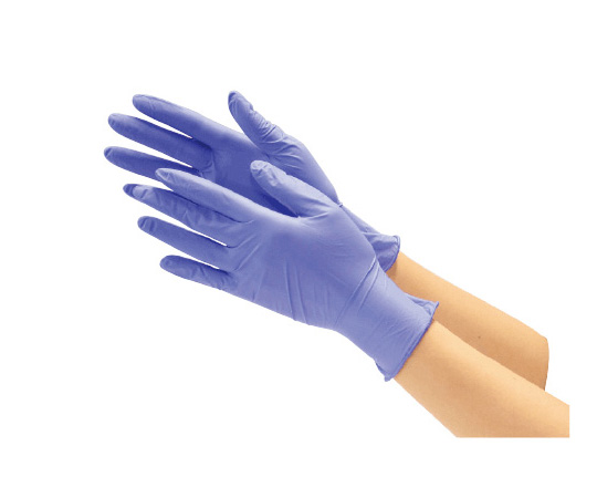 ニトリル使いきり極薄手袋　粉無　100枚入　ブルー　SS画像