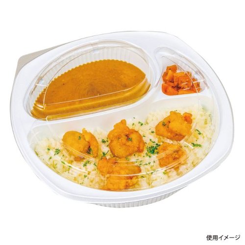 弁当容器 MS-217 白 本体 エフピコチューパ 白いプラスチック製の弁当容器が横向きで置かれ、蓋が開いている様子