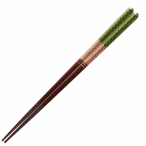 箸 23cm 色結び 漆塗り 木製 グリーン画像