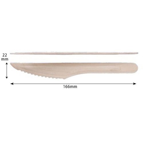 使い捨てカトラリー 木製 ウッドナイフ160 単袋 紙包装 ホウケン産業 [バラ販売]