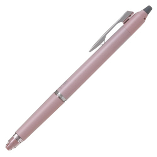 ゲルインキボールペンフリクションボールノックゾーン　極細0.5mm　黒(軸色ファーストライトピンク)　1本 上から見た軸色がファーストライトピンクのペン