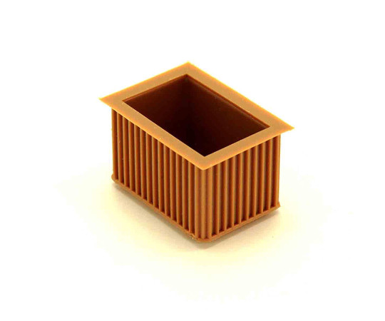 イスキャップ　平角　薄茶　対象脚サイズ23×36mm 茶色い平角形のキャップが横から見える状態