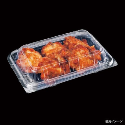 フードパック PPKL-20(NR) シーピー化成 透明なパッケージに収められた商品の側面、上部が開いた状態で中身が見える。