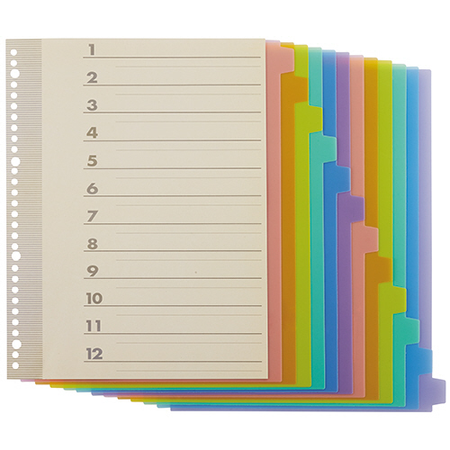 ｲﾝﾃﾞｯｸｽ(PP) A4ﾀﾃ 2･4･30穴 12山1組 1ｾｯﾄ(20ﾊﾟｯｸ)画像