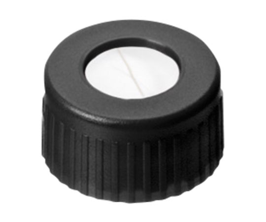 オートサンプラー用バイアルキャップ（キャップ規格9-425用） 黒スクリューキャップ+スリットセプタム（PTFE/シリコン） 100個入画像