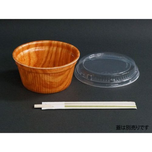 どんぶり容器 MFPドリスカップ142-700 本体 並木W エフピコ 透明なプラスチック容器が上から見える状態、丸い形状でフタがしっかり閉じられている様子。