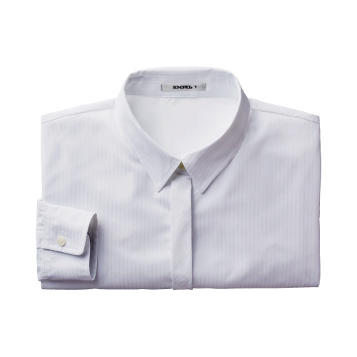 シャドーストライプ長袖ブラウスホワイト９号