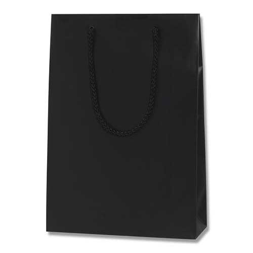 手提げ紙袋（黒 マット・ポリエステル紐・幅225×マチ80×高さ320mm）画像