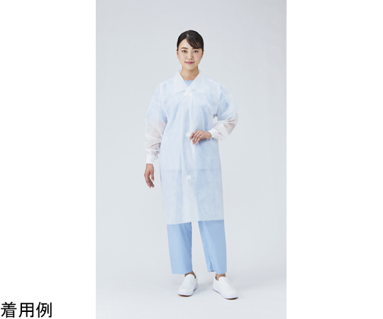 マジックテープ付不織布白衣 リブ付 50枚入 L