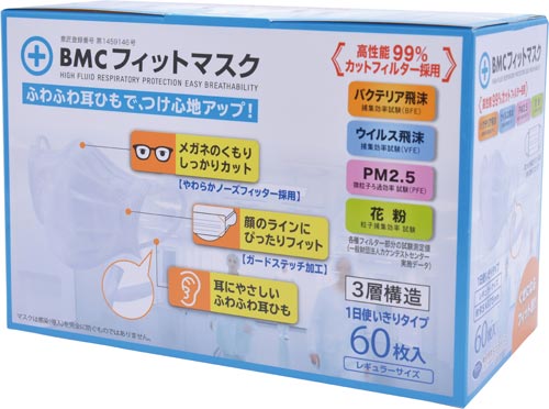 ＢＭＣフィットマスク　レギュラー　６０枚×１０画像