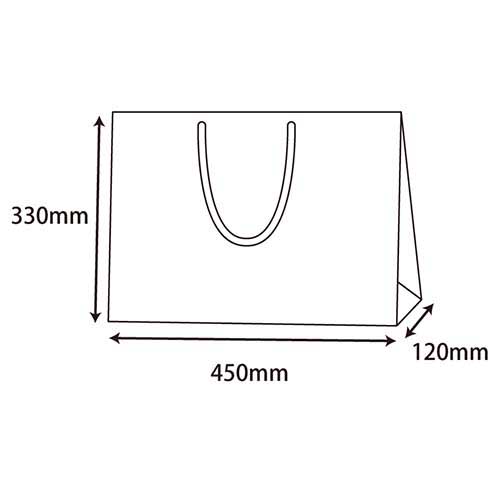 おしゃれなツヤあり仕様で、ネイビーの手提げ紙袋