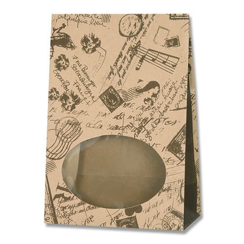 角底袋（窓付き・コラージュ・幅120×マチ65×高175mm)