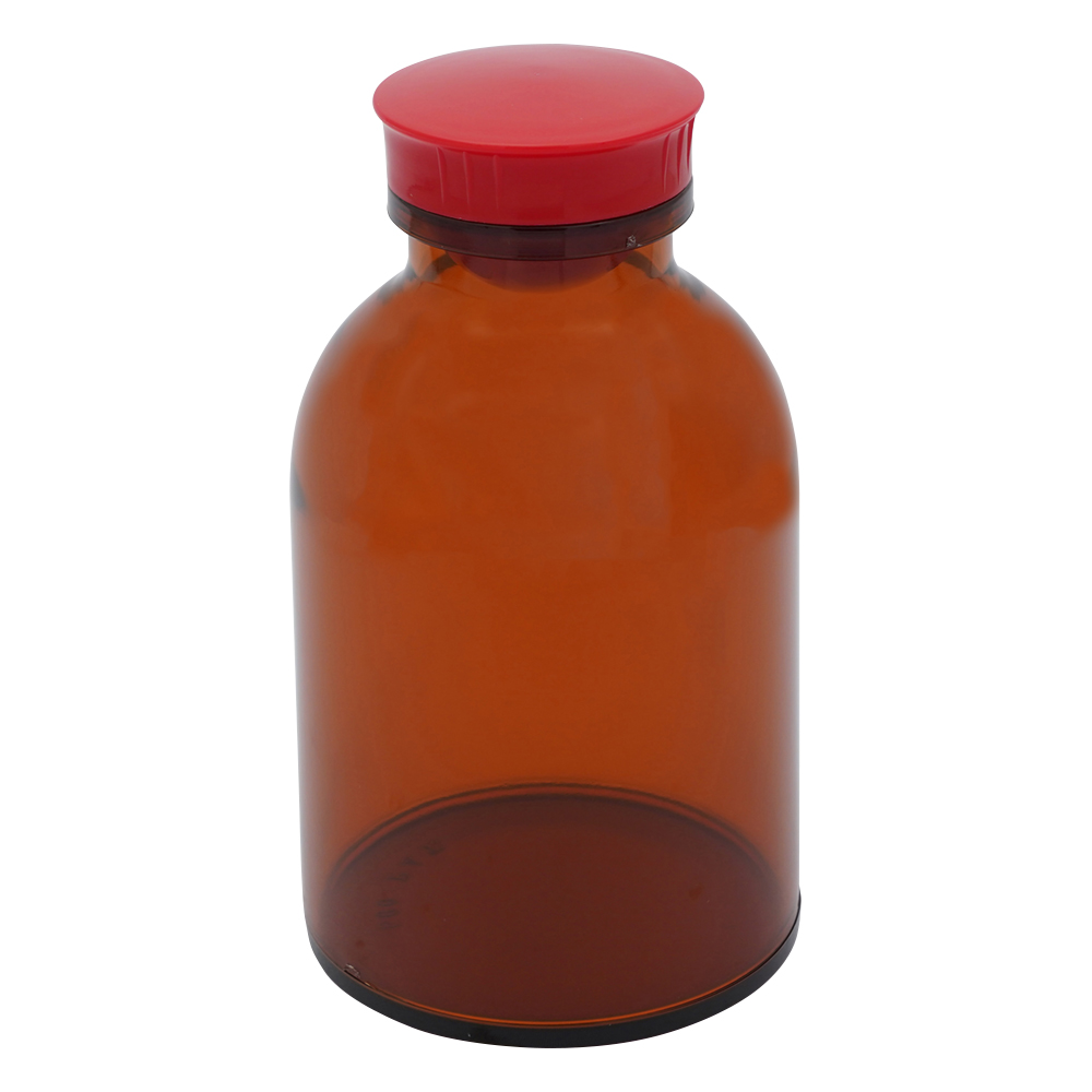 散薬瓶　500mL　茶褐色　キャップ赤 1本画像