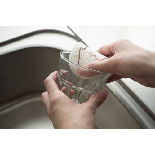 キッチンスポンジ　pukutena　水でふくらむセルローススポンジ　イカ 色とりどりのイカの形をしたスポンジが広げられた様子