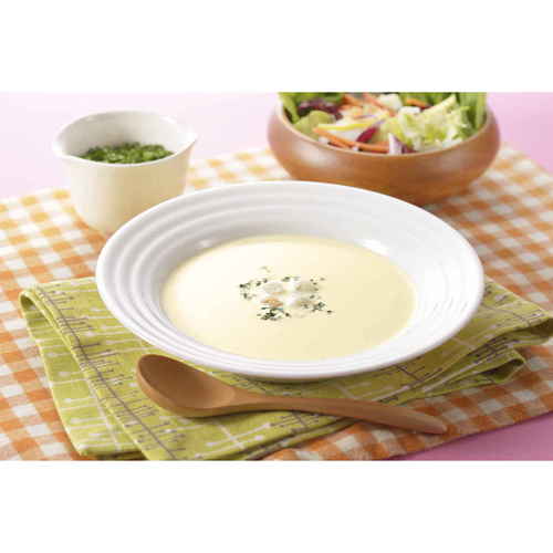 電子レンジ調理器 SUGMOG スープチョッパー 目盛り付き レシピ付き 透明な容器に入った料理と目盛りが見える状態
