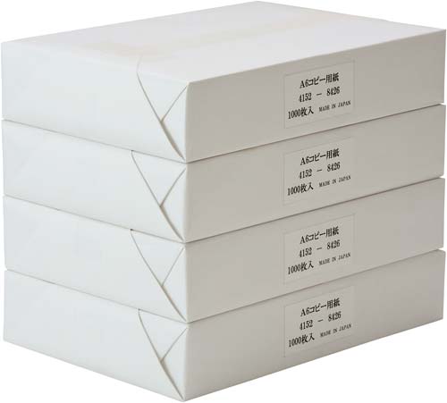 コピー用紙Ａ６領収書用１セット（１０００枚×４冊）