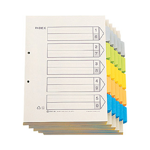 ｶﾗｰｲﾝﾃﾞｯｸｽ A4ﾀﾃ 2穴 5色5山+扉紙 1ﾊﾟｯｸ(100組)画像